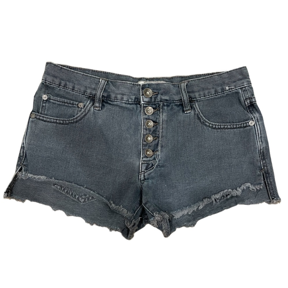 Free People Button Fly Raw Hem Jean Shorts